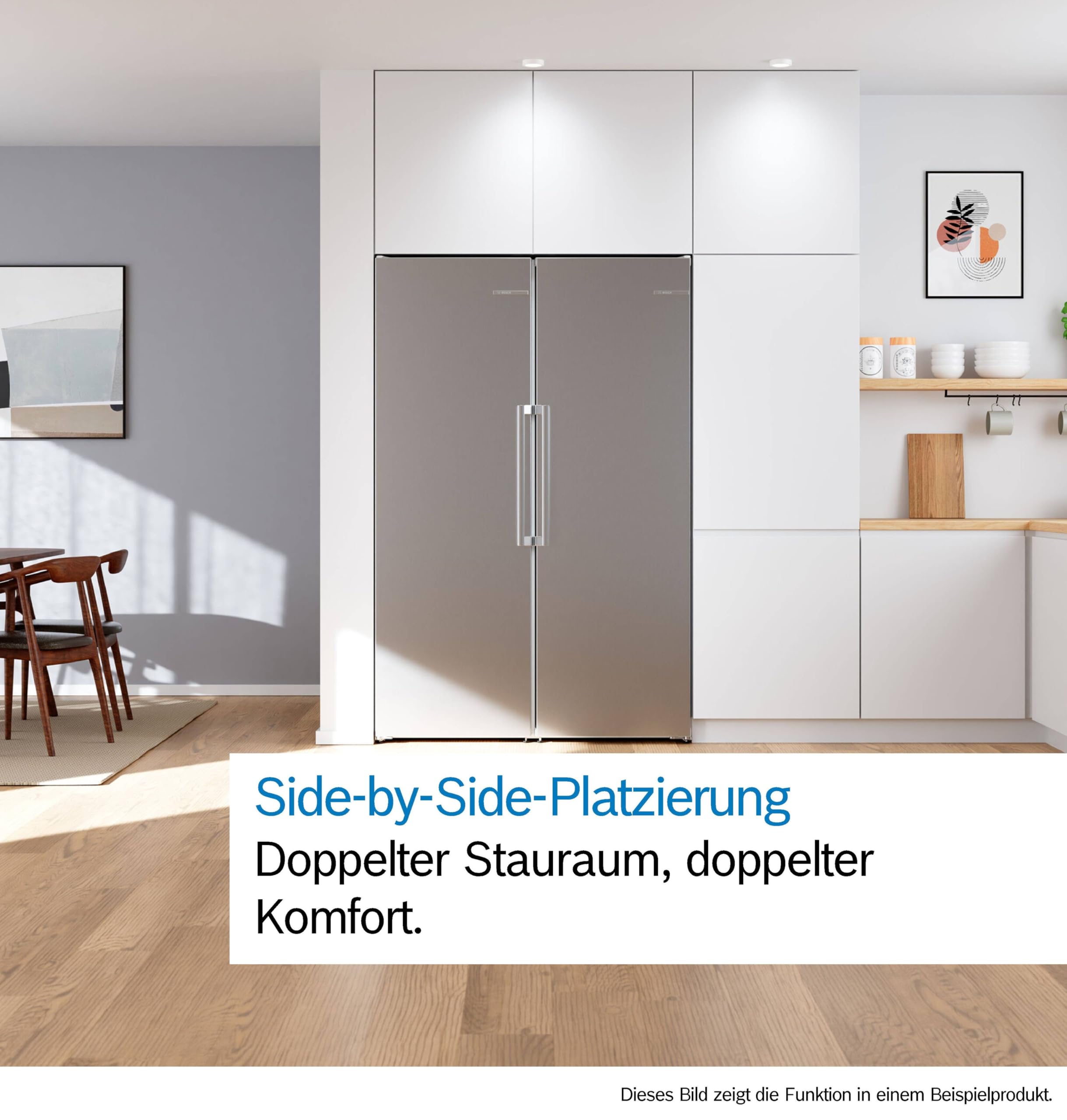 Bosch Serie 4 Smarter Freistehender Kühlschrank 186.2 x 59.5 cm KSN36VCCG | NoFrost nie wieder abtauen, 402 L Volumen, VitaFresh XXL 0 °C Zone für lange Frische, LED-Beleuchtung, MultiAirflow-System