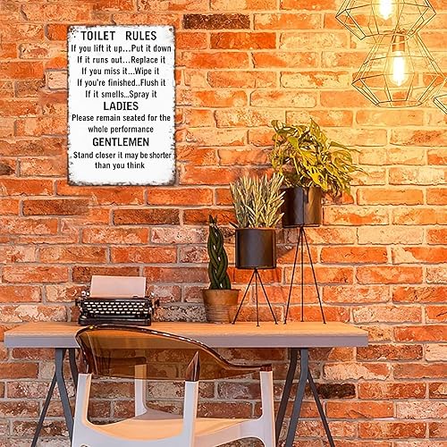 Miniatura 6 de Funny Metal Tin Signs Toilet Rules Tin Sign Poster Wall Art for Dorm Home Garage Office Decor 8X12inch