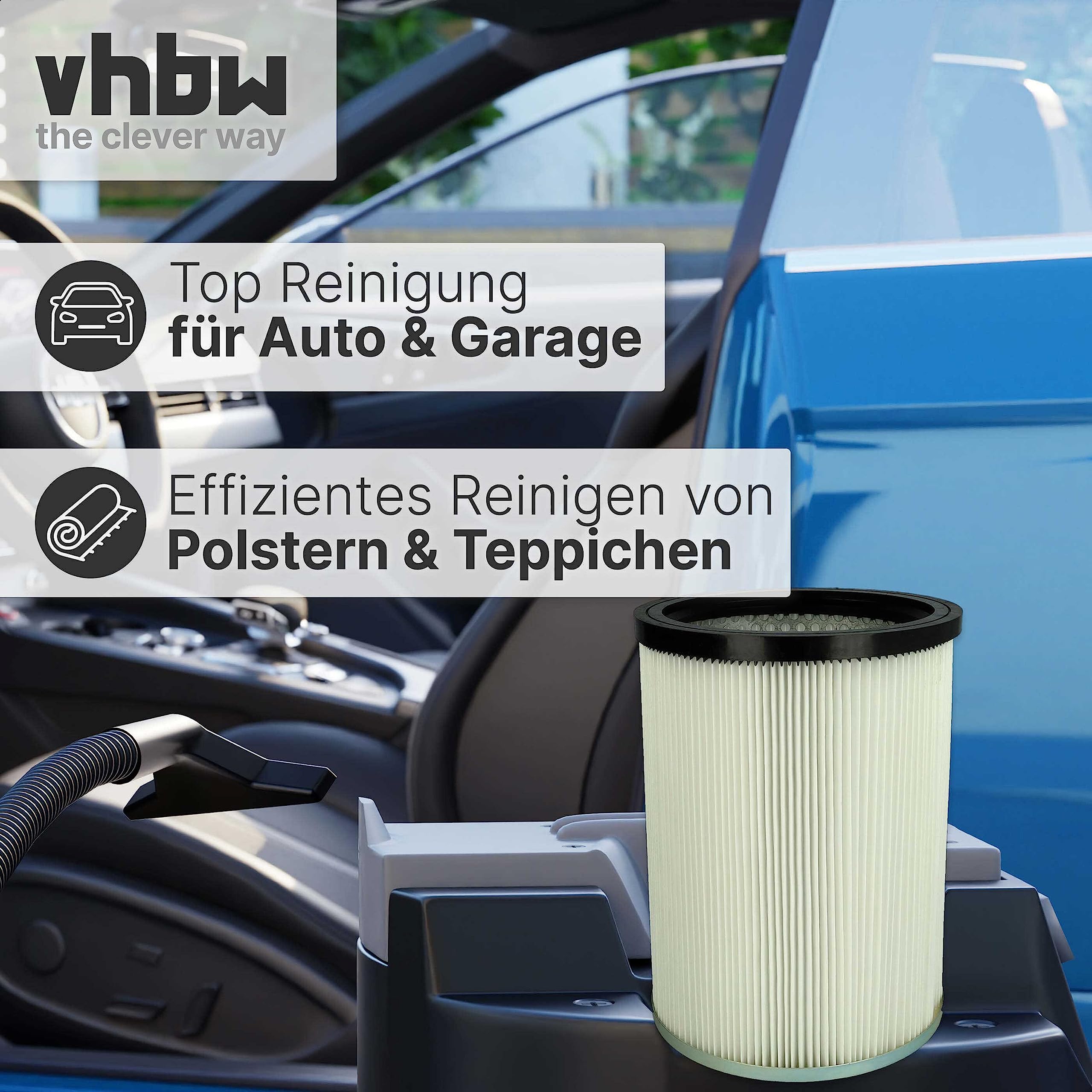 vhbw 5x Faltenfilter kompatibel mit Kärcher NT 50/2 Me Classic *BR 127V | NT 50/2 Me Classic *BR 220V Staubsauger - Patronenfilter Weiß