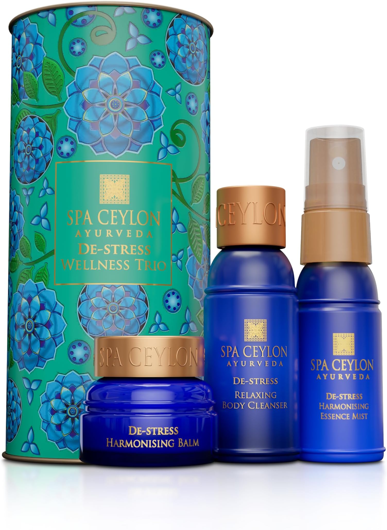 SPA CEYLON De-Stress Wellness Trio Set | Holistic Spa Essentials for Calming Skin Care | Spa Gift Baskets | Natural Ingredients | Gifts Set