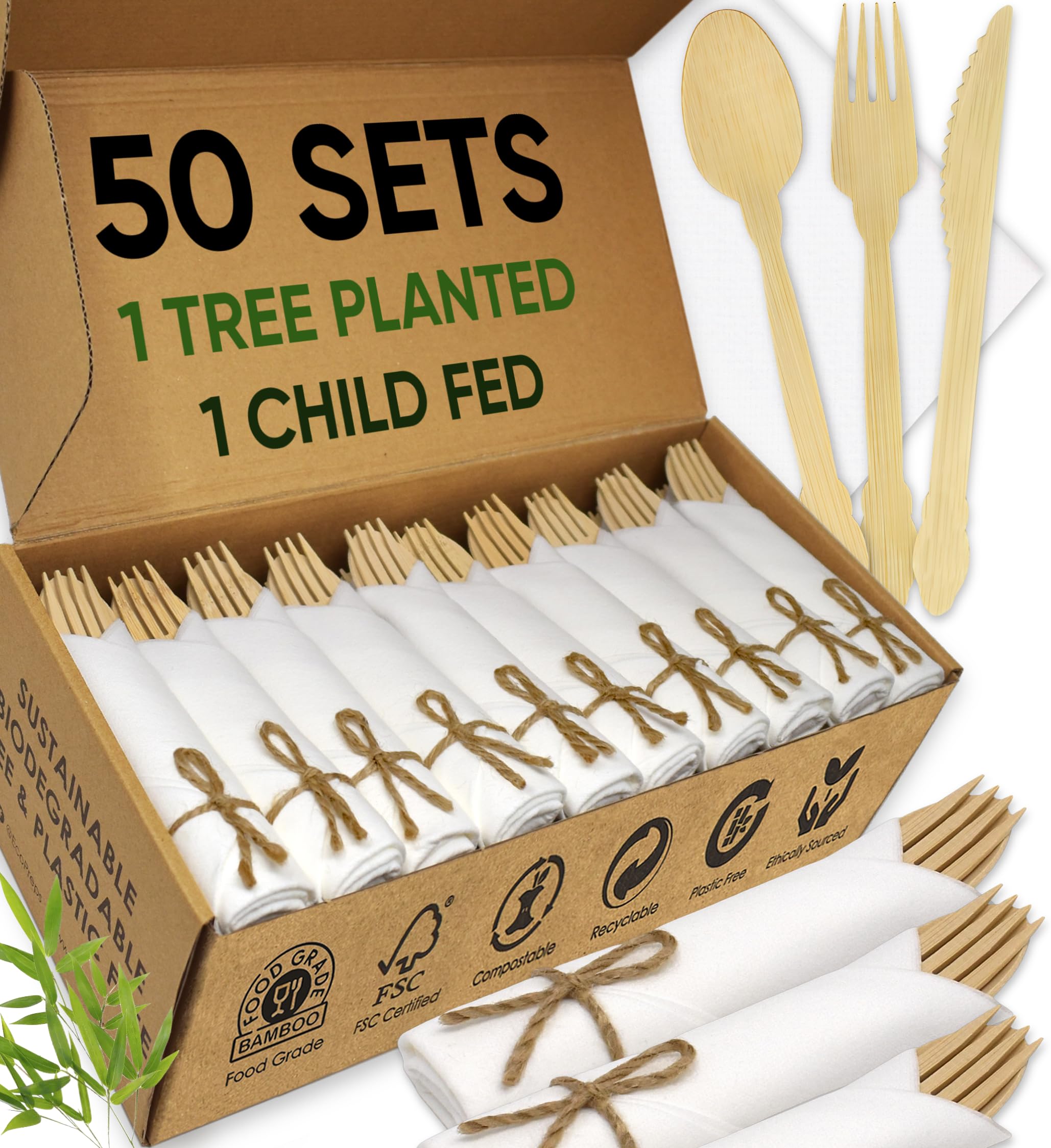 EcoPreps Bamboo Cutlery Set - Sustainable & Eco-Friendly -1