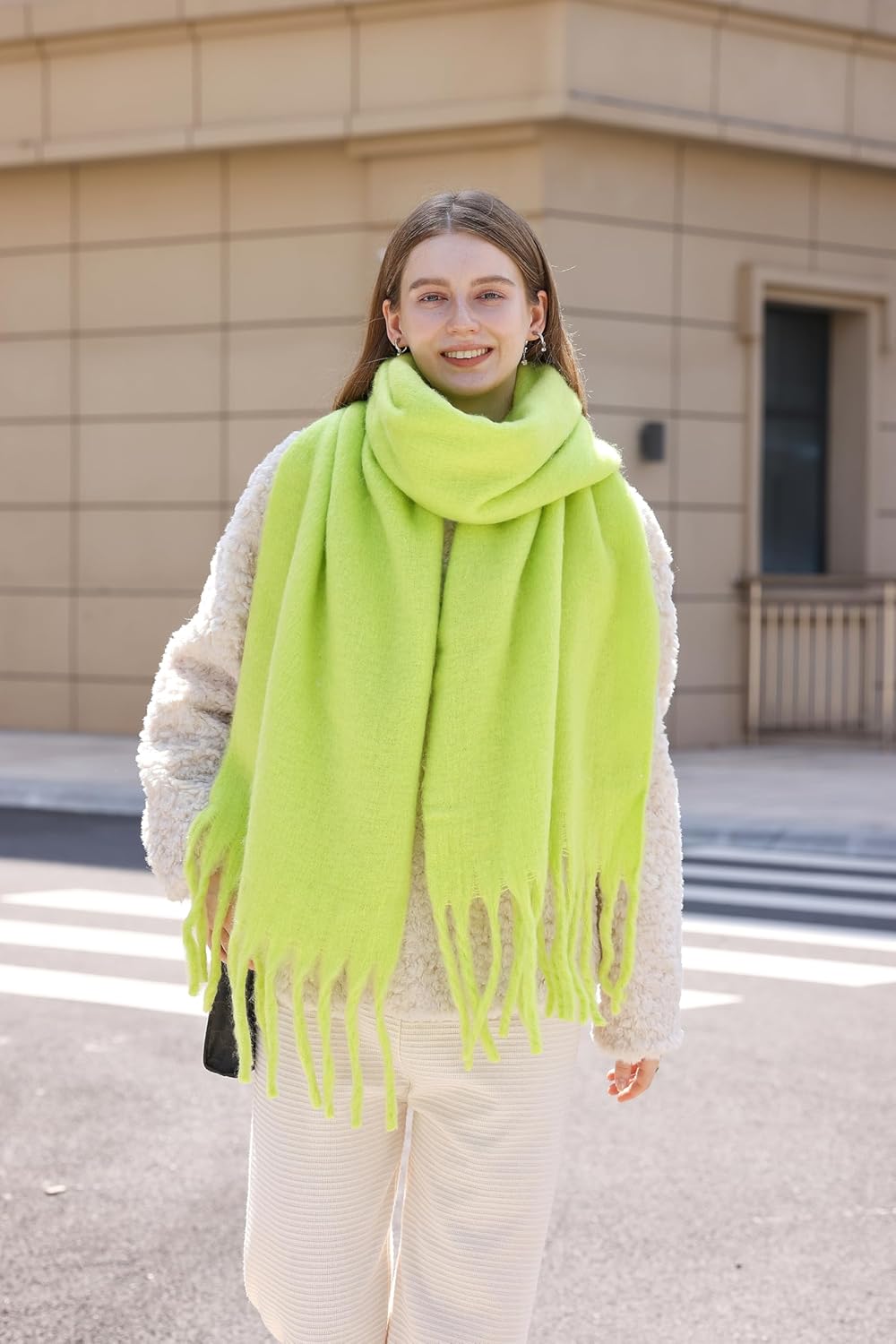 Wander Agio Winter Warm Scarf Long Pashmina Extra Large Shawls and Wraps for Women Large Blanket Scarves Solid - Image 3