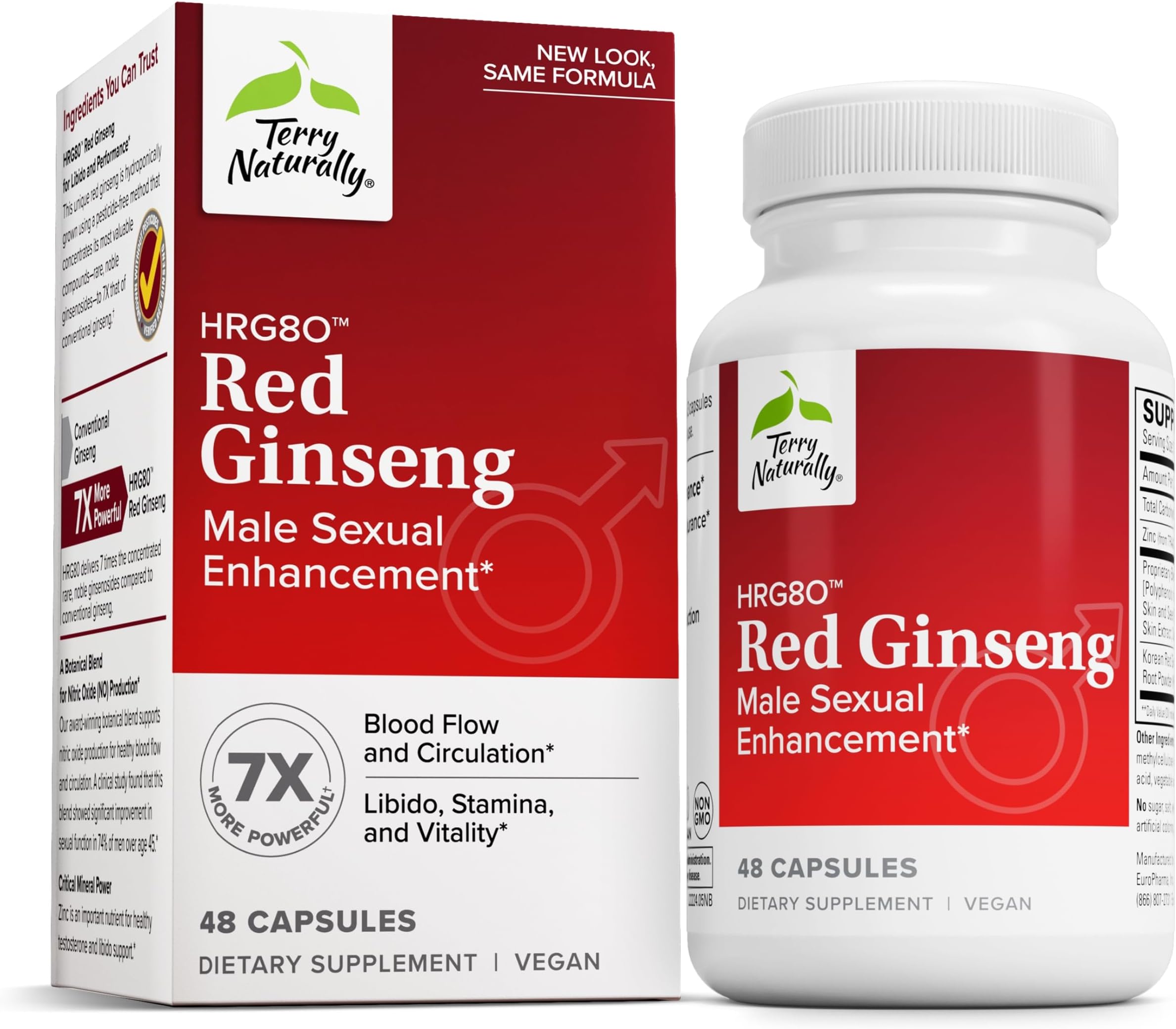 Terry Naturally Male Sexual Health - Dietary Supplement to Support Healthy Blood Flow & Circulation - Herbal Supplement with Korean Red Ginseng - Supplement for Men to Aid Healthy Energy - 48 Capsules