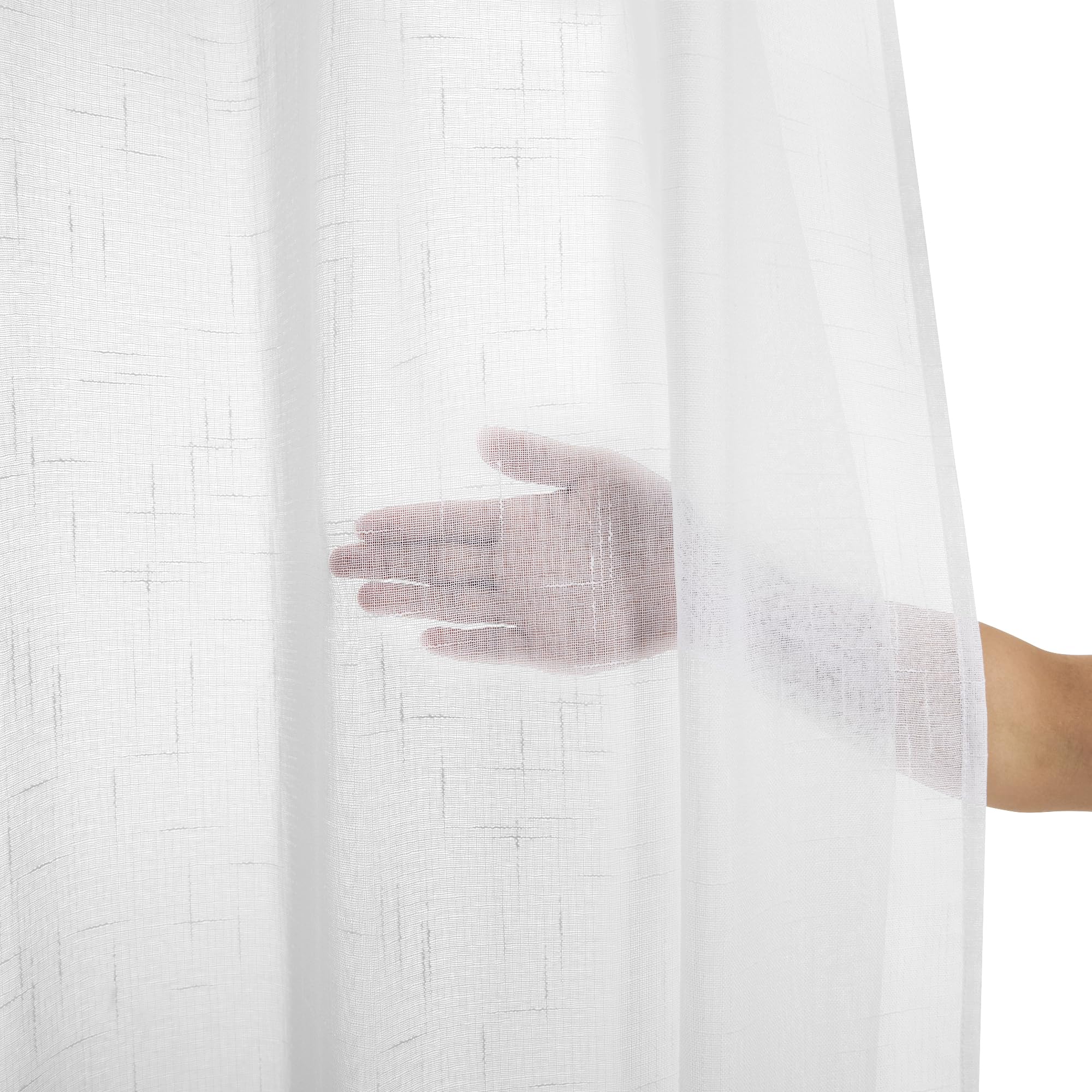 Deconovo Cortinas Salon Moderna 2 Piezas de Lino Semitransparentes Blancas Cortinas Dormitorio Visillos Salon Decorativas para Habitacion con Fruncida 140x175cm Global Recycled Standard Global Recycled Standard Global Recycled Standard