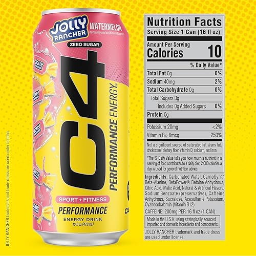 Vista 119 de Cellucor C4 Performance Energy - Bebida energética preentrenamiento carbonatada sin azúcar, 200 mg [0.007 oz] de cafeína con beta alanina, sabor