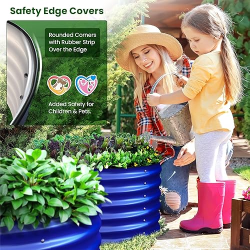 Miniatura 23 de Olle Camas de jardín elevadas de metal redondas de tamaño individual para verduras, 17 pulgadas de alto, caja de jardín elevada galvanizada de 17