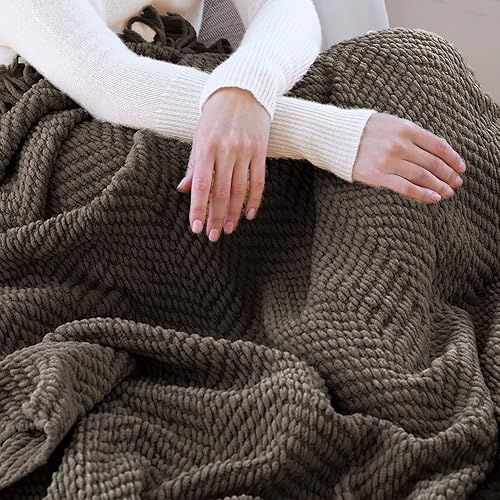 Miniatura 3 de Manta de punto suave con textura para sofá, manta de tweed crema con borlas de flecos para decoración del hogar, cama, sofá, silla, 50 x 60