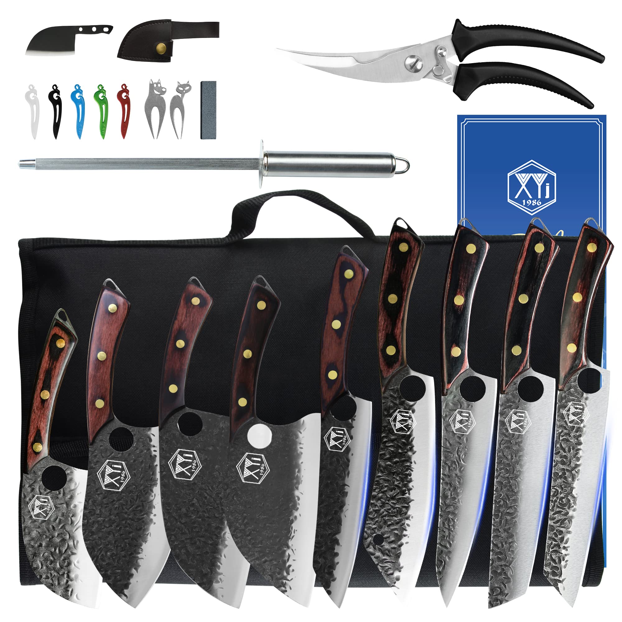 Buy Authentic XYJ Since 1986,9pcs Knife Set,Serbian Chef Knife