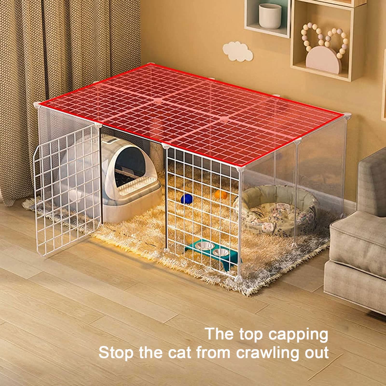 Gabbia per Gatti - Recinto per Gatti Recinto per Gatti da Interno Gabbia per furetti Trasportini per Cani Cucce per Gatti Recinto per Animali Domestici Facile da Pulire - Ampio Spazio per es