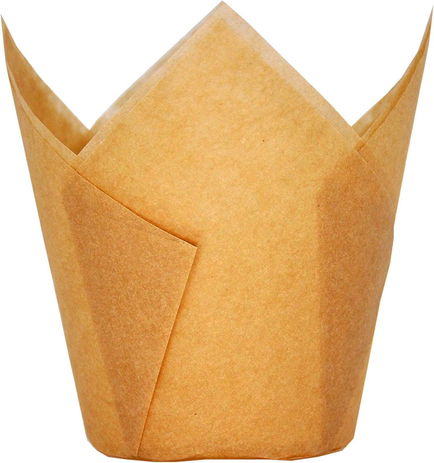 QLSmypkg Large Muffin Greaseproof paper Baking cupcake cups, 2-1/4" x 4" Natural Tulip Baking Cup Case of 125 pcs (Large size) (125)