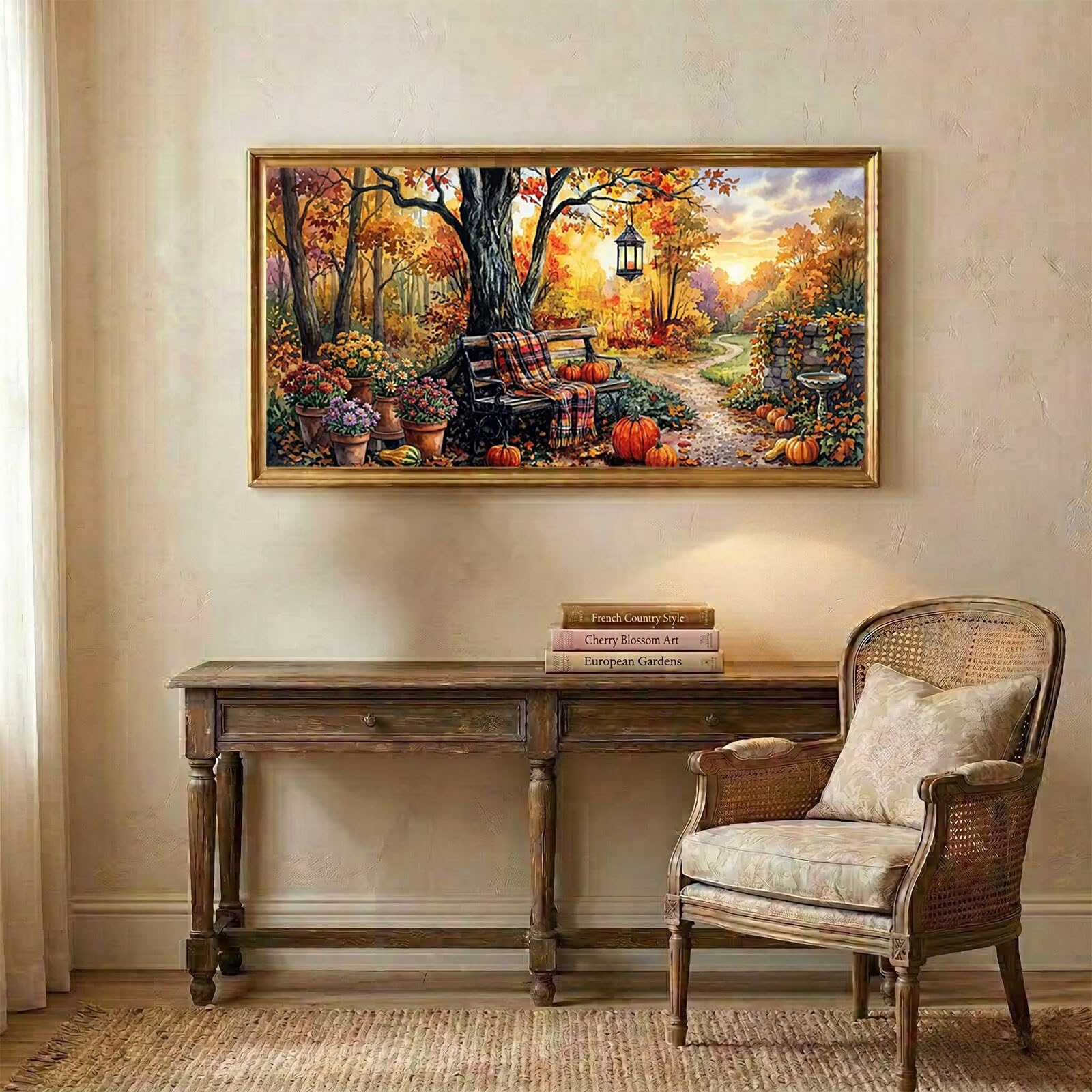 Herbst Diamond Painting Erwachsene XXL 50x100cm Diamant Painting Bilder Landschaft, 5D Vollbohrer Diamond Art Basteln Set Kinder Mädchen, DIY Stickerei Malerei Kristall Strass für Zuhause Deko C6-146