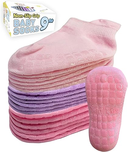 Simply Kids Calcetines tobilleros para bebé con pinzas (9 pares) para niños de 0 meses a 7 años