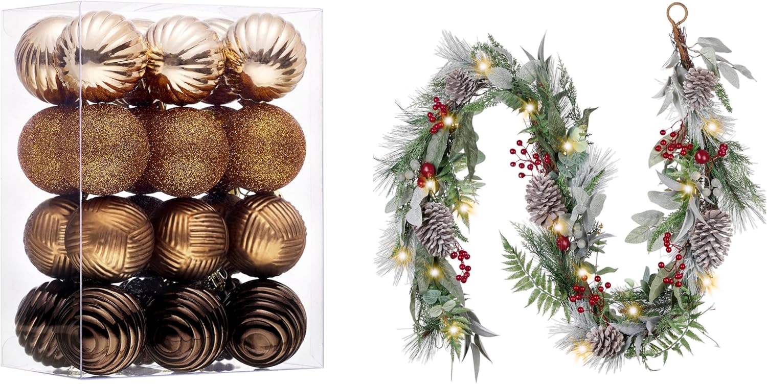 Valery Madelyn 2 Pcs Christmas Decor Value Pack Bundle for Outdoor Indoor Home Fireplace Mantel Front Door Decorations