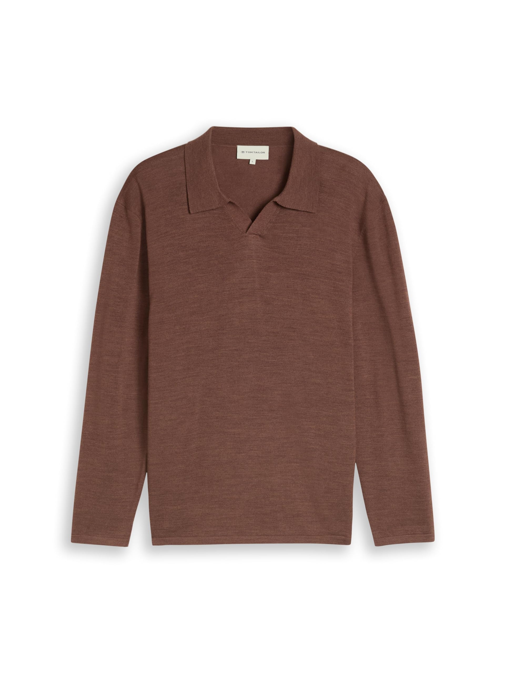 Tom Tailor GmbH Men's 1054171 Cardigan with Polo Collar, 41427 - Soft Light Brown Melange, M