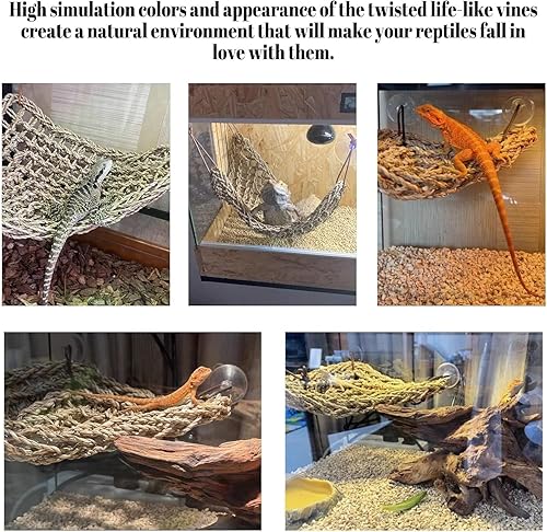 Miniatura 3 de PINVNBY Hamaca de dragón barbudo, accesorios de tanque de dragón barbudo, enredaderas trepadoras de jungla flexibles hojas de terrario de reptiles 3