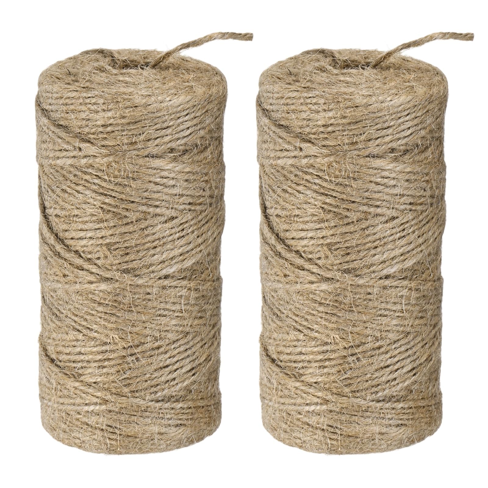 M METERXITY 2-Pack Natural Jute Twine String 2mm x 328ft/100m, Brown