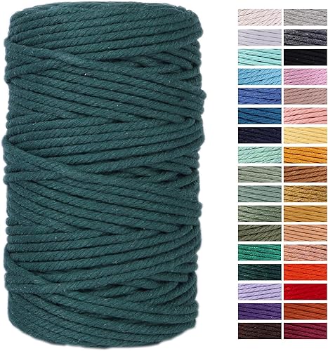 Miniatura 106 de Cuerda de macramé gris de 0.118 in x 109 yardas, cuerda de algodón de colores para colgar en la pared, colgadores de plantas, manualidades, tejer