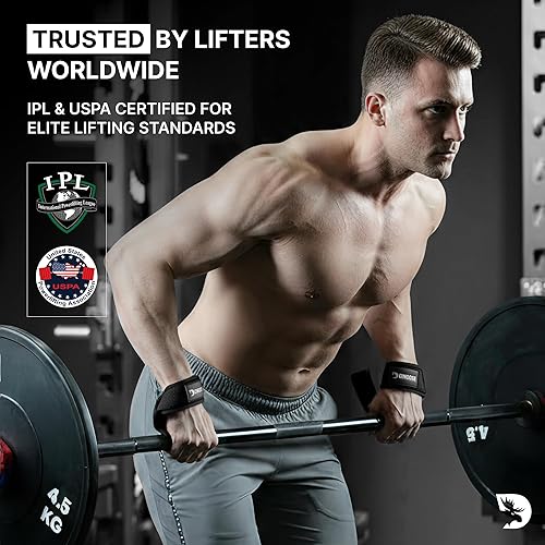 Miniatura 6 de DMoose Fitness - Correas de levantamiento de 24" (par) - Correas de muñeca acolchadas de 5 mm duraderas para levantamiento de pesas y powerlifting -