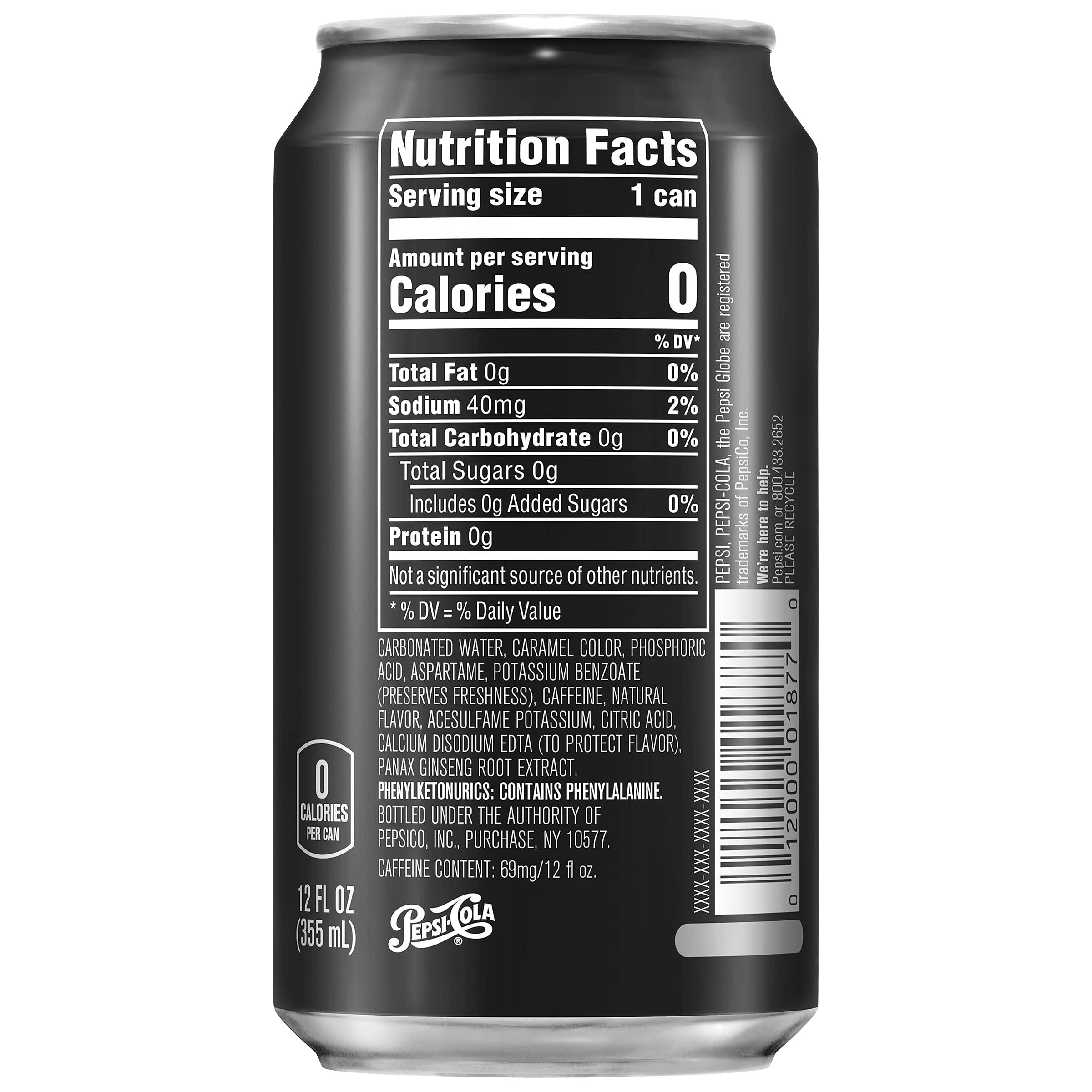 Buy Pepsi Zero Sugar, Zero Calories, 12oz Cans (24 Pack) Online at