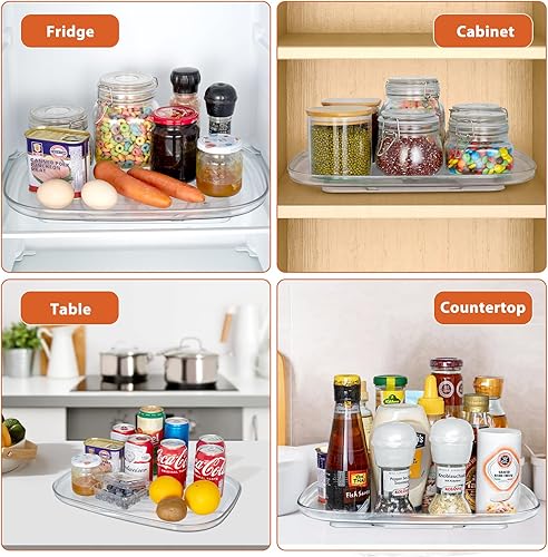 Miniatura 5 de Organizador cuadrado Lazy Susan para refrigerador - Organizador rectangular para nevera, organizador de refrigerador Lazy Susan, rotación de 360 y