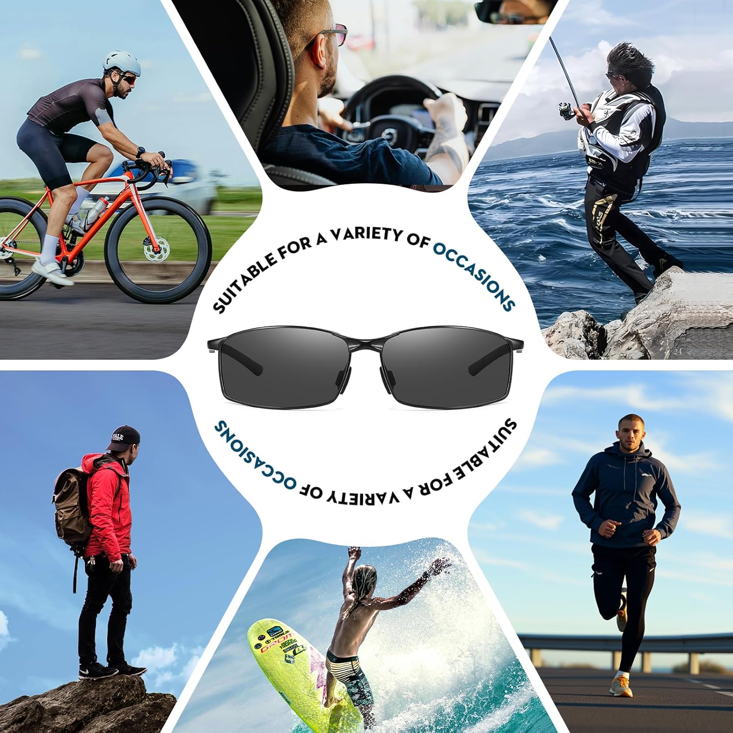 BRUZNASE Men's Polarized Rectangular Sunglasses Ultra Lightweight Metal Frame Fishing Driving Glasses Classic Shades for Men - Image 6