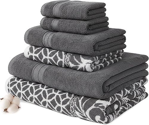 Miniatura 25 de Modern Threads Ophelia - Juego de 6 toallas de 100 % algodón, hilo reversible teñido jacquard y sólido, incluye 2 toallas de baño, 2 toallas