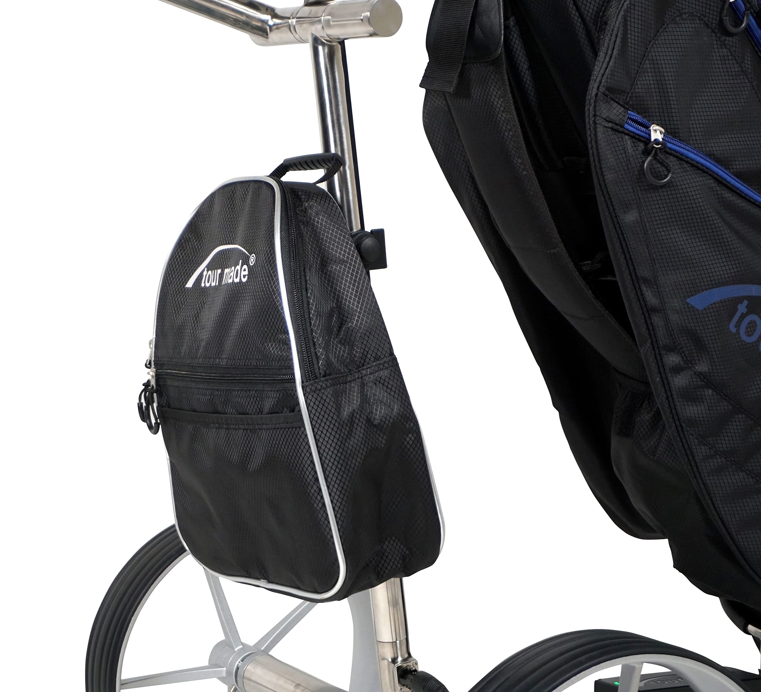tour made Caddy Cooler I Kühl- und Accessoiretasche für Elektro- & Push Golftrolleys I Auch für Haicaddy-Trolleys und andere Marken mit ähnlichem Rahmen