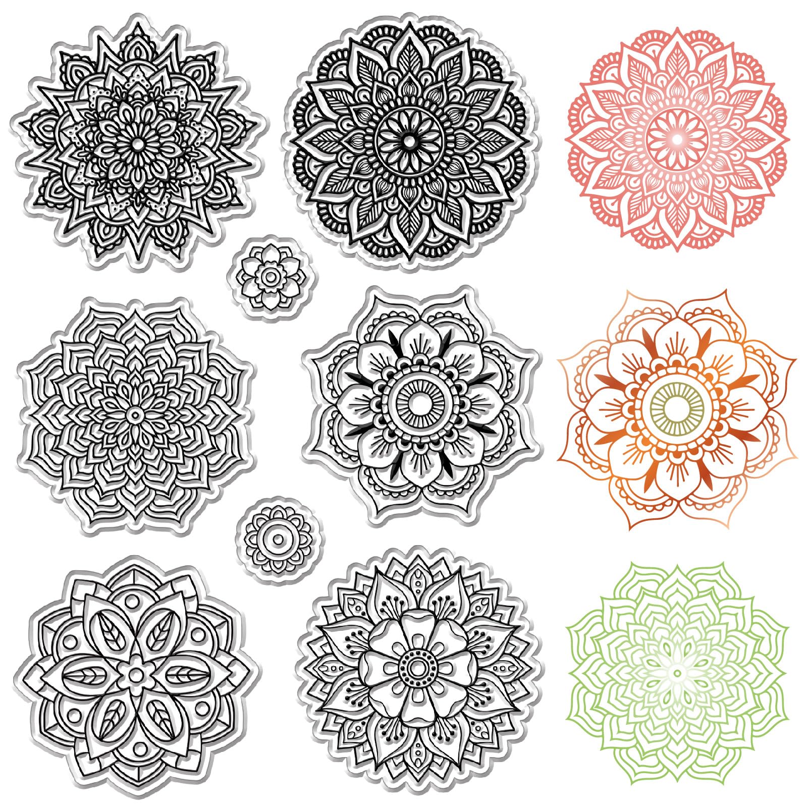 CRASPIRE Mandala Flower Clear Rubber Stamps Reusable Boho Lotus Yoga Transparent Silicone Stamp Seals Vintage for Journaling Card Making Decor DIY Scrapbooking Supplies Crafting