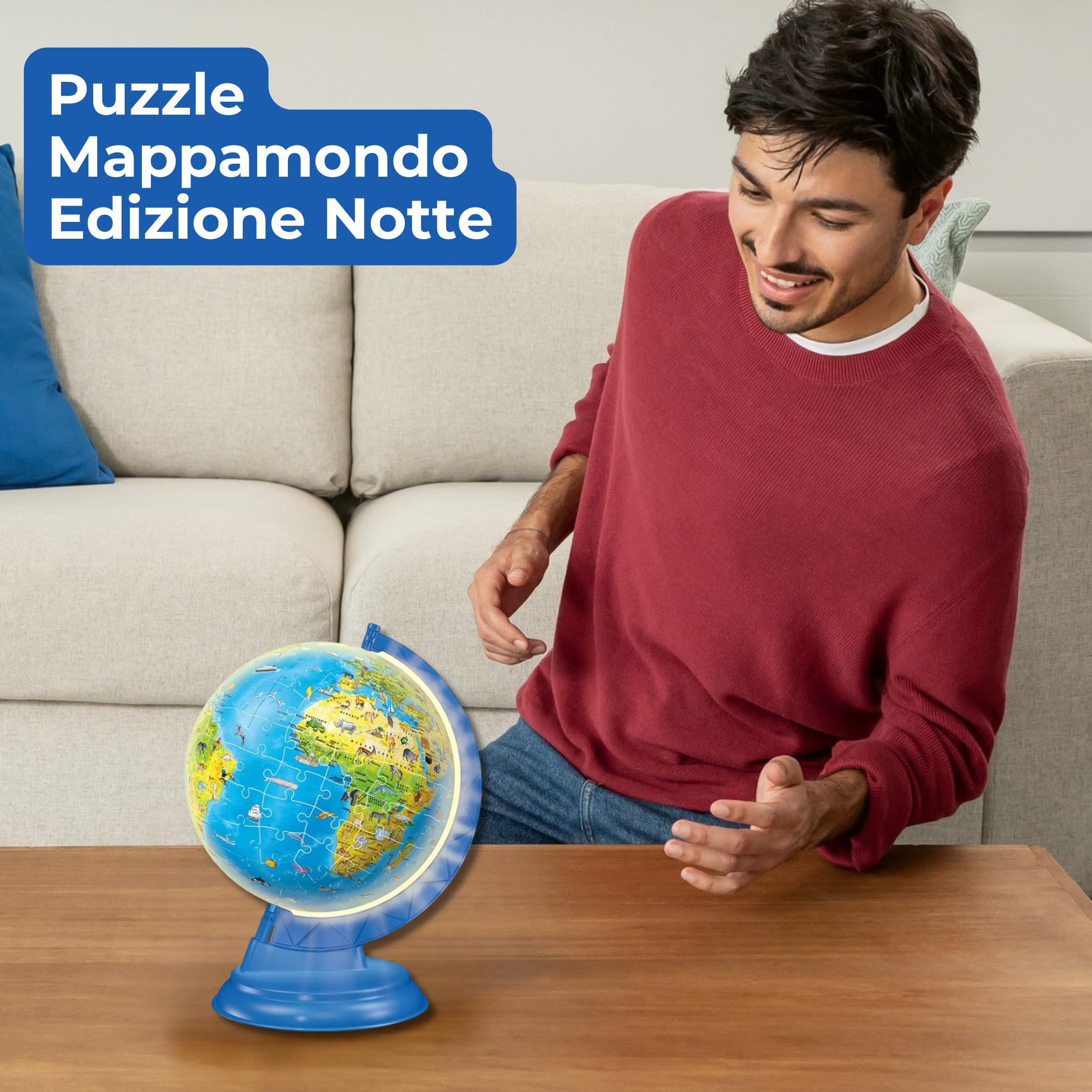 Ravensburger - Puzzle 3d Globo Terrestre Night Edition | Puzzle 3d Bambini A Partire Dai 6 Anni | Modellismo Da Costruire Bambini Di 188 Pezzi | Regalo Bambino 6 Anni E Più