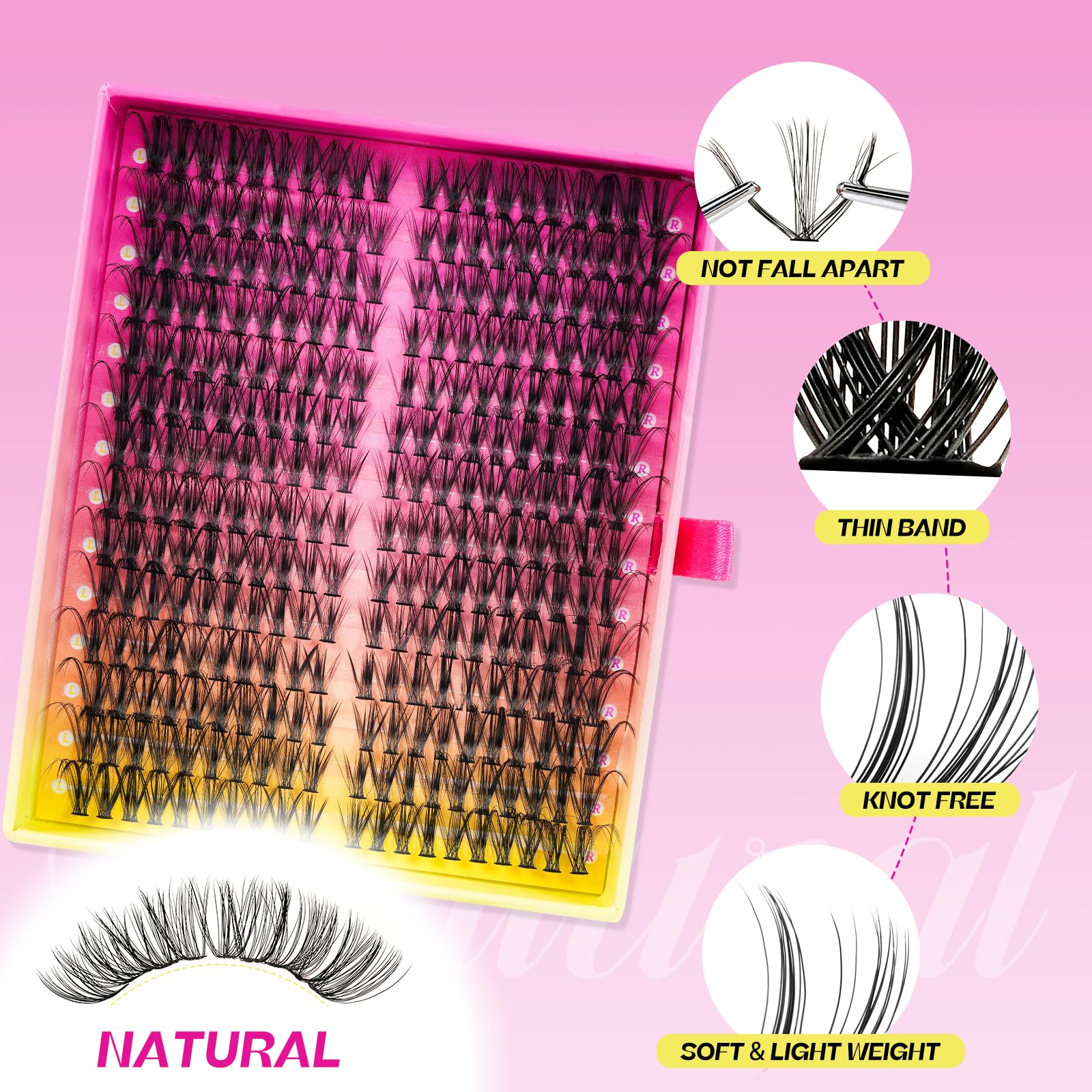 Extension Ciglia 280 Pezzi Ciuffetti Ciglia Finte Kit,Set Ciglia Finte Extension Fai Da Te,Fake Eyelashes, Ciglia Singole 30D D Curl Diy Eyelash Extension,Ciuffetti Extension Ciglia(30D, 9-18mm Mix)