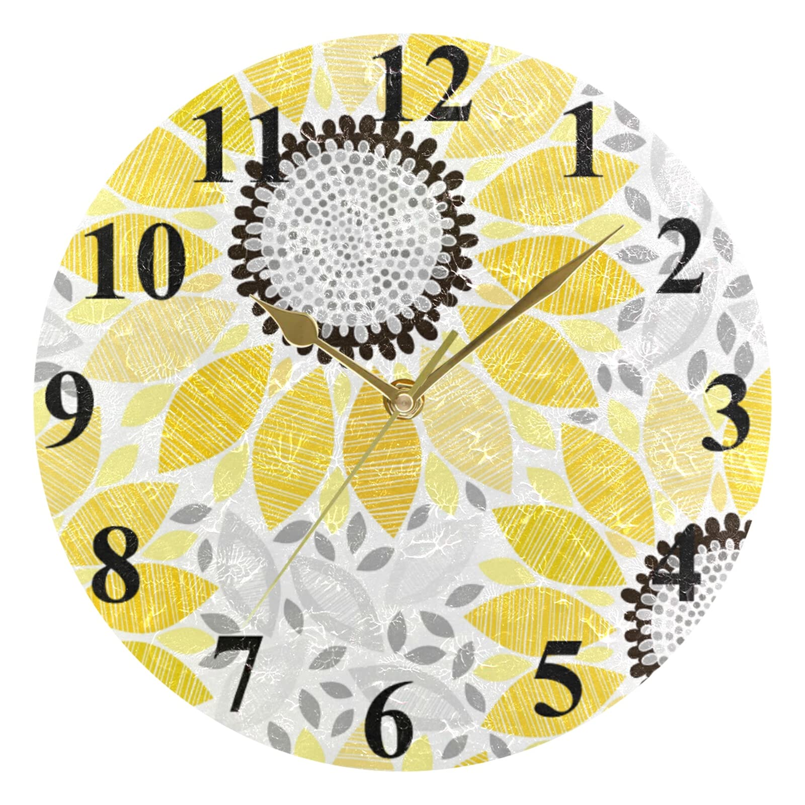 Orologio Da Parete Rotondo Girasole 24 Cm - Silenzioso, Senza Ticchettio, In Acrilico, Per Soggiorno E Camera