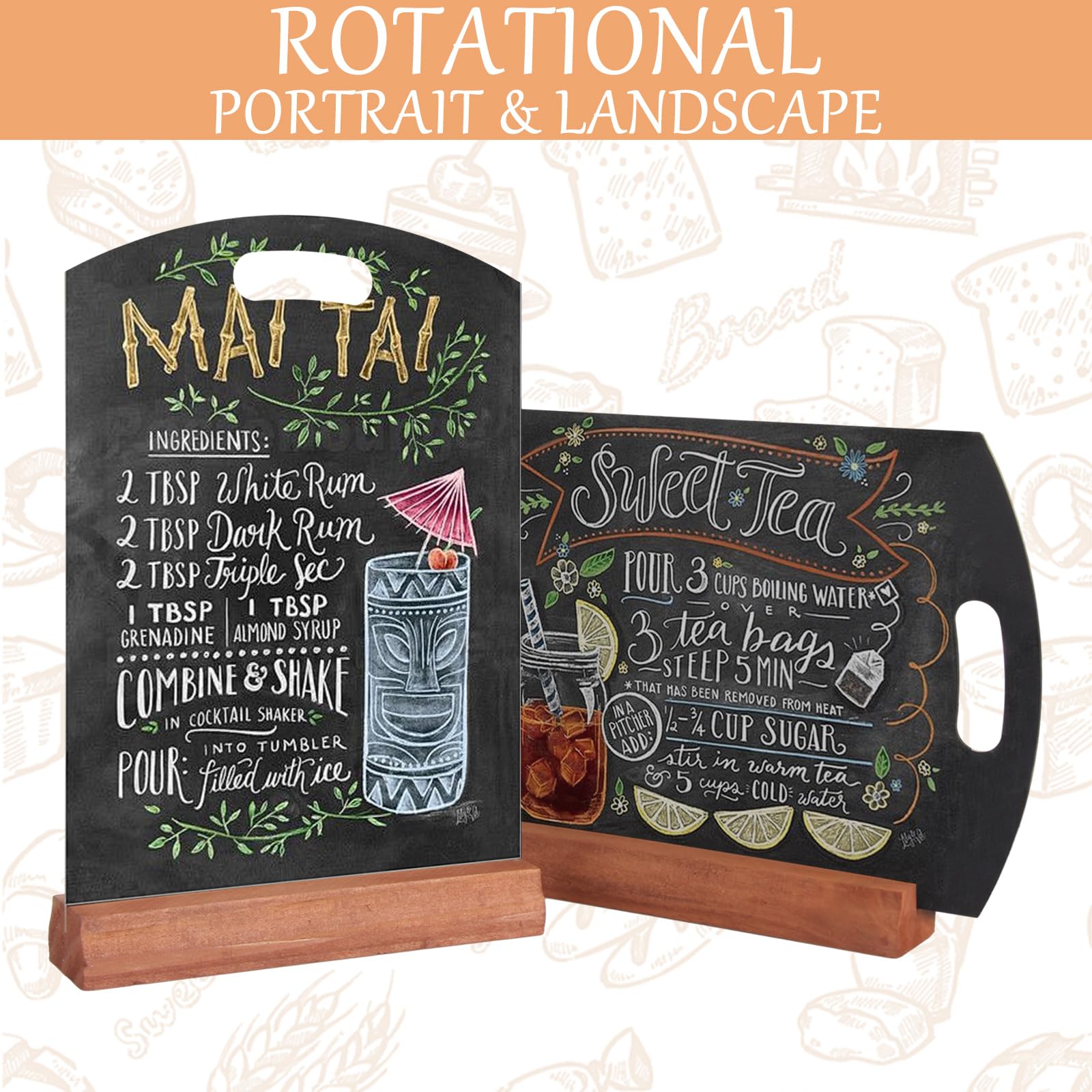 6 lavagne da tavolo formato A4, 30 x 21 cm, lavagna a doppia faccia con supporto, lavagna per menù, per matrimoni, bar, ristoranti, feste