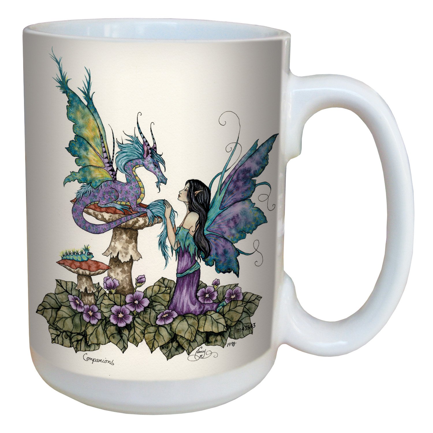 Tree-Free Greetings lm43543 Fantasy Companions Dragon and Fairy Ceramic Mug with Full Sized Handle by Amy Brown, 15-Ounce
