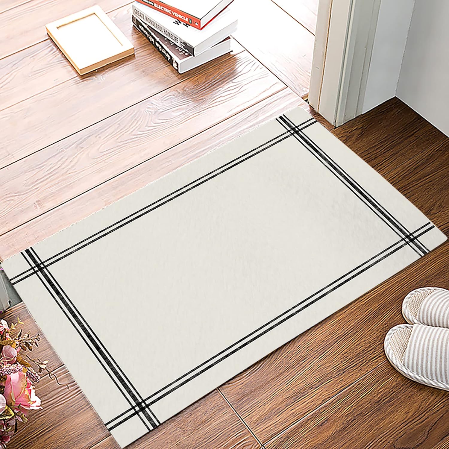 Indoor Doormat Entryway Floor Mat, Solid Color Beige