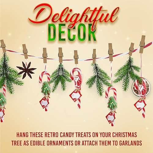 Miniatura 4 de Fusion Select Bastón de caramelo de Navidad con gelatina  Caramelo duro vintage con caramelos de goma suave en Papá Noel, diseños de árbol de