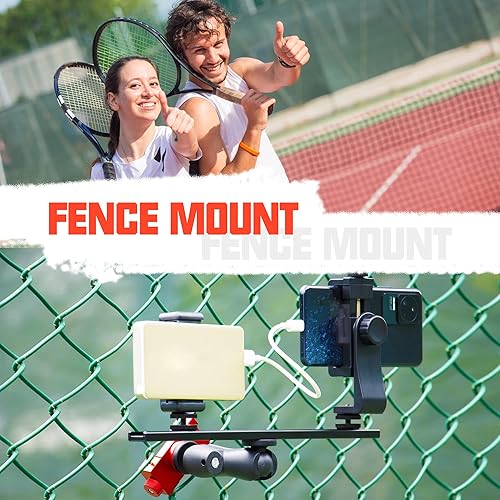 Miniatura 5 de Soporte de valla para smartphone, soporte para cámara de tenis, soporte de cámara de teléfono para GoPro, insta360 X5, teléfono celular, Mevo Start