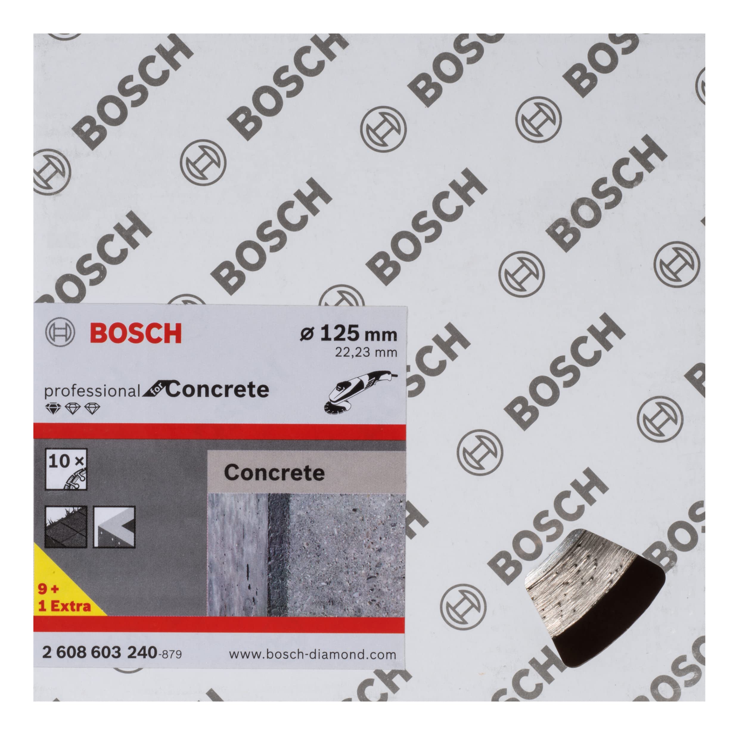Bosch 10x Diamanttrennscheibe Standard for Concrete (für Beton, Porenbeton, Ø 125 x 22,23 x 1,6 x 10 mm, Zubehör für Winkelschleifer)