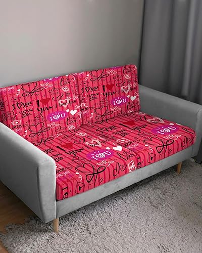 Miniatura 3 de Fundas de cojín elásticas para sofá con palabras románticas, seccionales, individuales, en forma de L, T, con parte inferior elástica, para San
