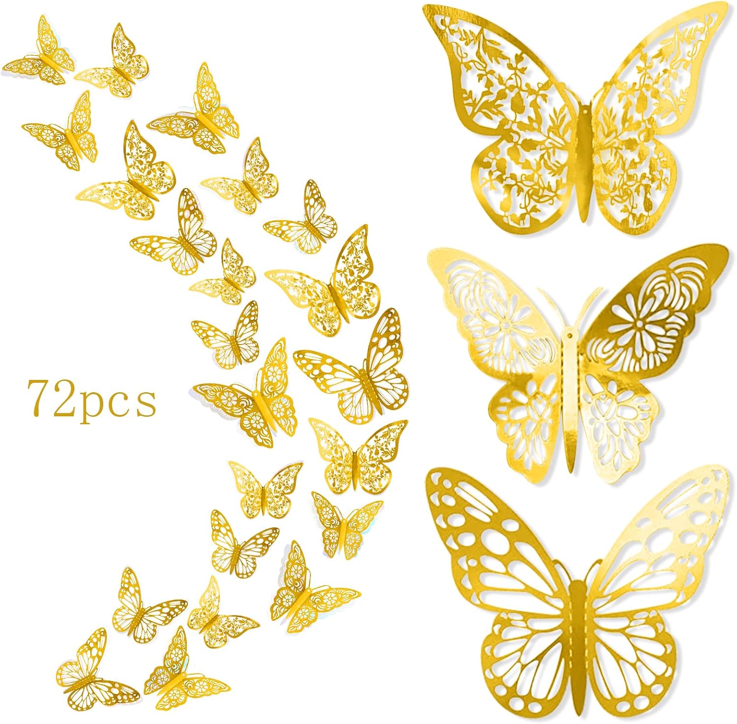 72pcs Mariposas Decorativas 3D, Fiesta De Mariposas Decoracion Pared 3
