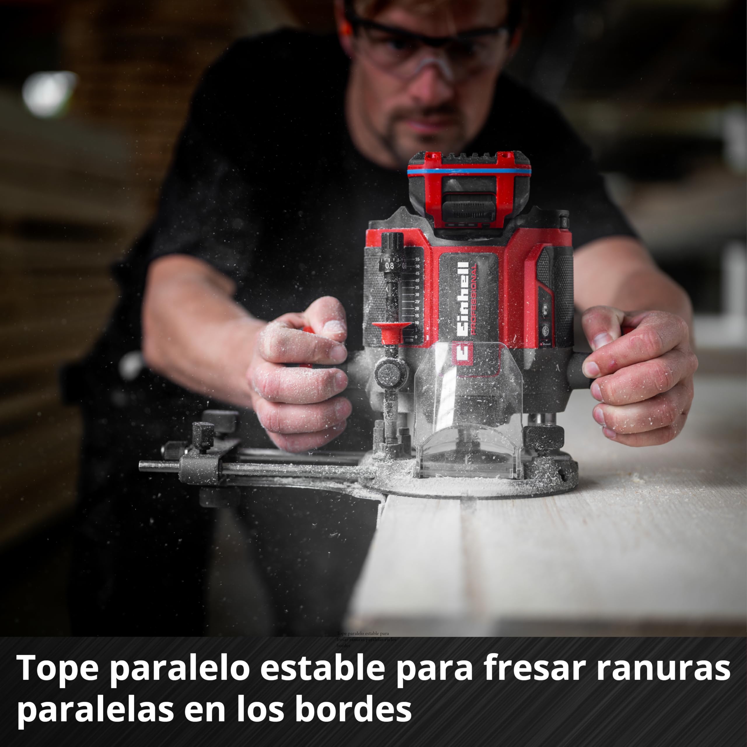 Einhell Professional fresadora superior con batería TP-RO 18/55 Li BL-Solo Power X-Change (18 V, altura de carrera 55 mm, motor Brushless, incl. tope paralelo, herramienta, sin batería ni cargador)