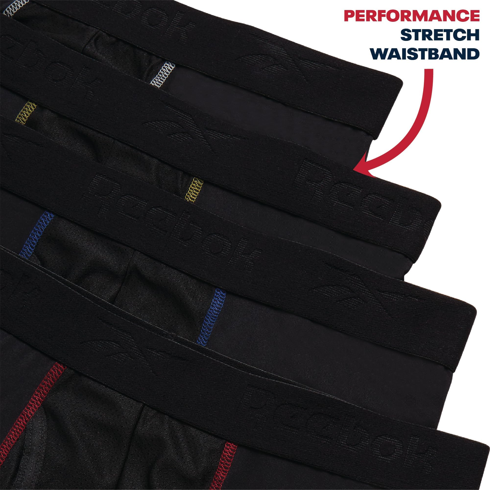 Reebok Men's Underwear - Performance Boxer Briefs with Fly Pouch (4 Pack)