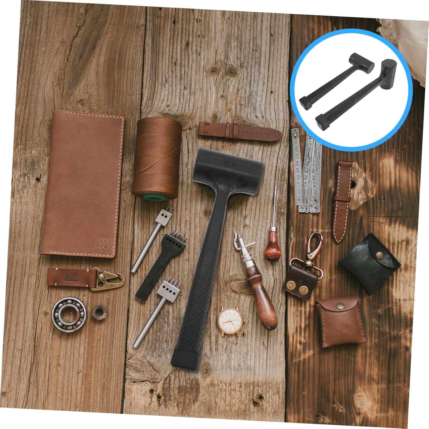 DOITOOL 2pcs Non- Rubber Mallets for Tile Installation Shock-resistant -skid Handle Versatile Remodeling Tool for Marble and Crafts