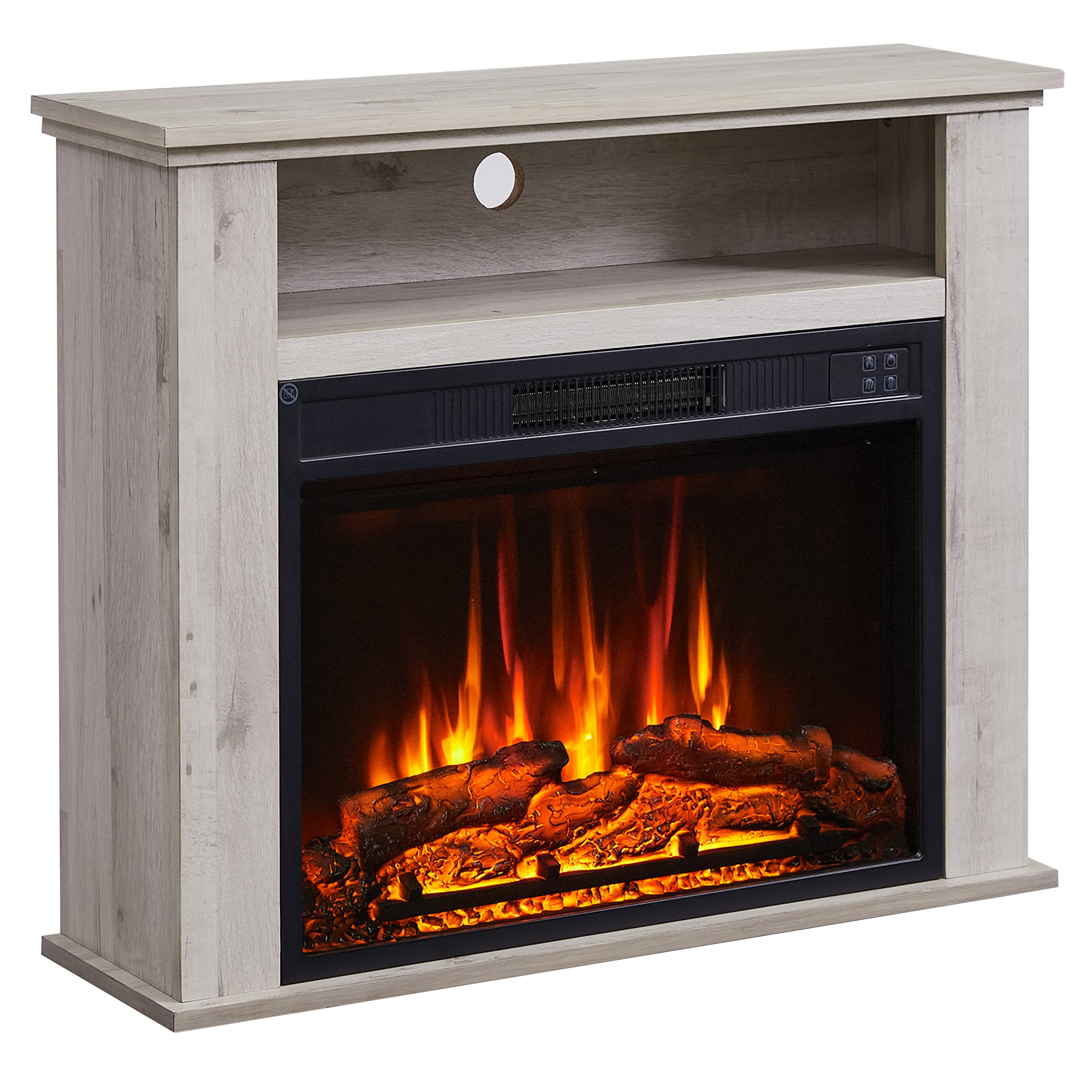 FLAMEKOSahara Fireplace with 31" surround and Realistic Flame Effect Heater Grey Bronx Oak Multiple Colours Available