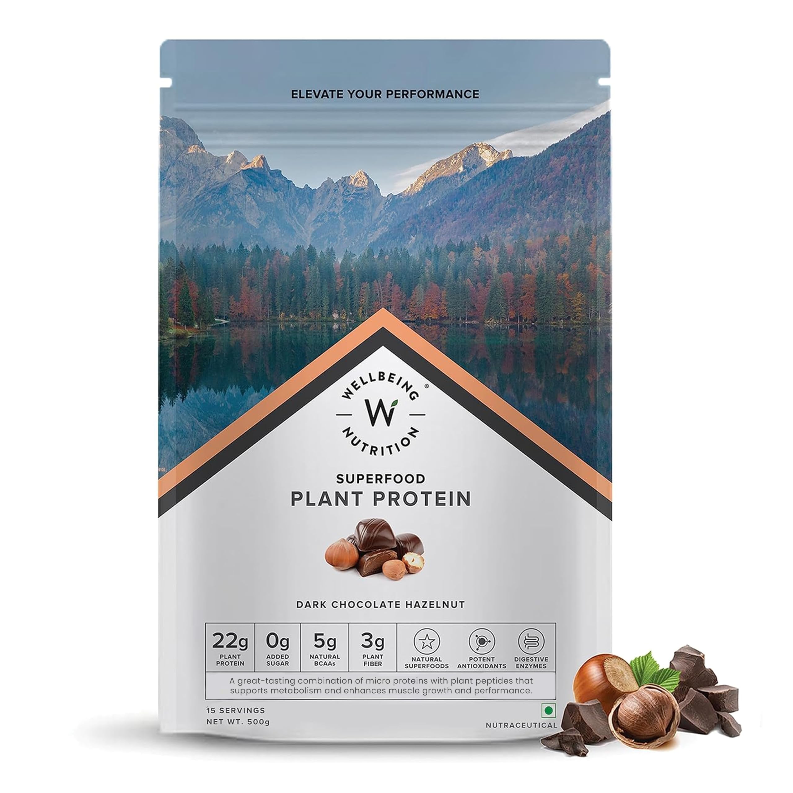 Wellbeing Nutrition Organic Vegan Plant Protein Isolate Powder | 22g Protein, 5g BCAA | Complete Amino Acid Profile | Prebiotics & 3B CFU Probiotics | No Bloating | Easy to Digest | Trace Minerals & Alkalizing Greens | Belgian Dark Chocolate - 500gm (B0B34SJBM3) Amazon Price History, Amazon Price Tracker