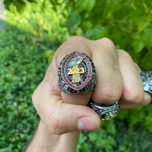 Miniatura 6 de Anillo de trofeo del campeonato de fútbol de fantasía 2023  Premio chapado en bronce negro para el ganador de la Liga de Fútbol Fantasía  Color