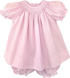 Petit Ami Baby Girls' Bishop Zig-Zag Smocked Dress, Pink Price In India