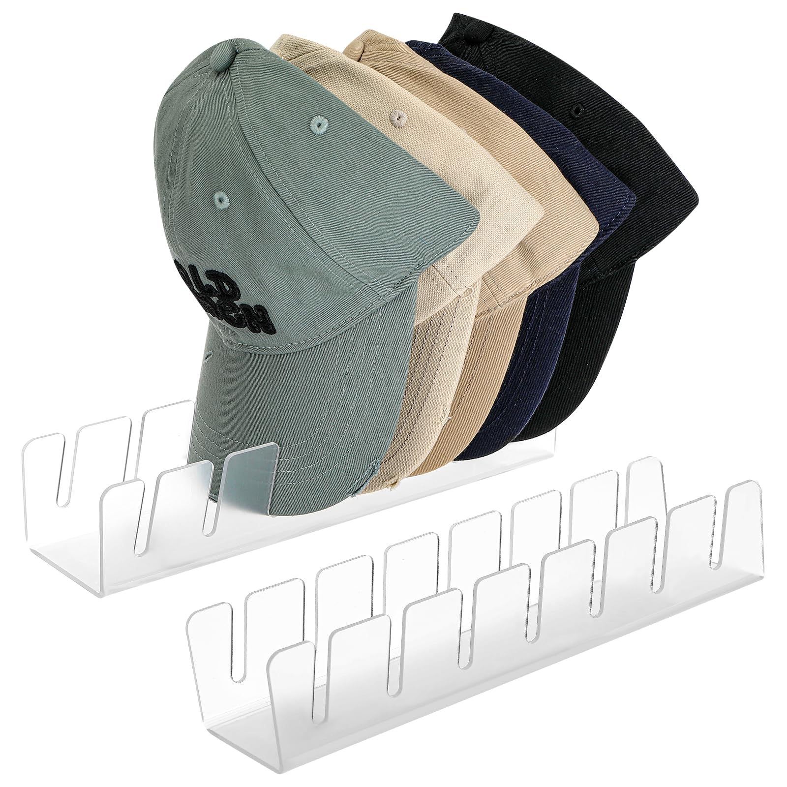 Kasanni 2 pezzi porta cappelli Acrilico portacappelli porta cappelli da armadio Nessuna installazione richiesta organizer per cappelli da baseball Contiene 14 cappellini da baseball