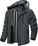 TACVASEN Men's Lightweight Rain Jacket with Hood Windbreaker Jacket Waterproof Softshell Jacket Outwear Windproof Coat