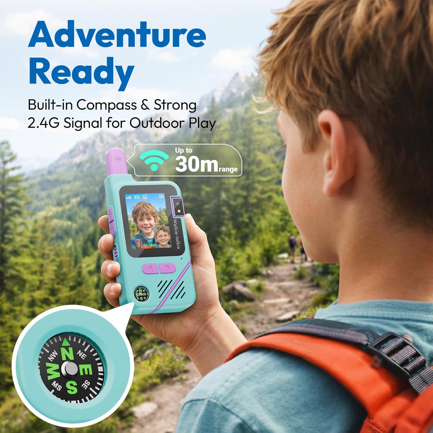 Contixo TK1 Kids Video Walkie Talkie – 2.0" IPS Screen, 1000mAh Battery, Video Intercom, Voice Changer, SOS Alarm, Flashlight, Compass, 2-Pack for Indoor & Outdoor Family Fun