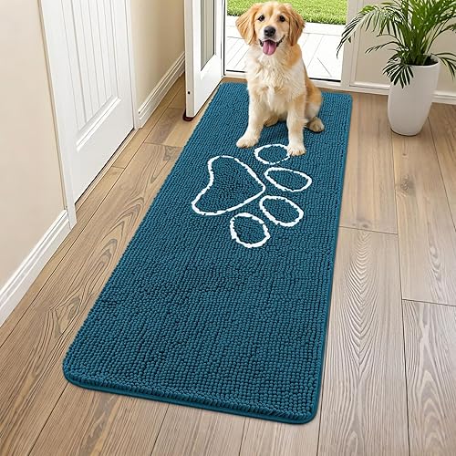Miniatura 180 de Smiry Tapete para puerta de perro para patas fangosas, absorbente que atrapa la suciedad, antideslizante, de secado rápido, lavable, tapete de